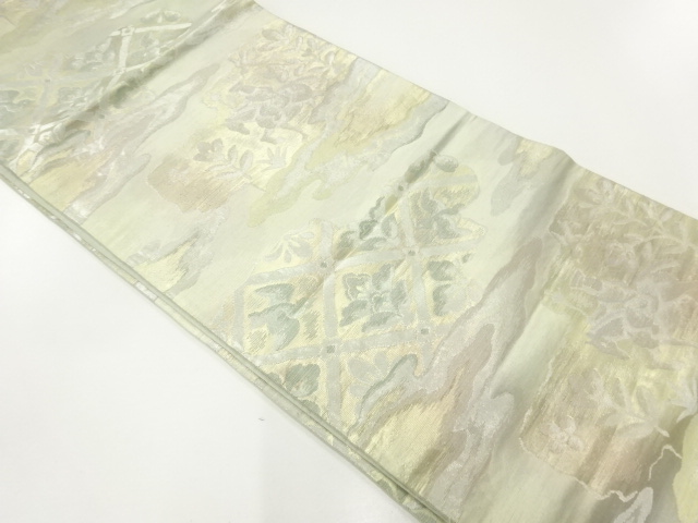 アンティーク　霞に人物・花模様織出し袋帯（材料）